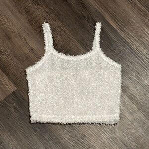 VENUS White Fuzzy Cropped Camisole